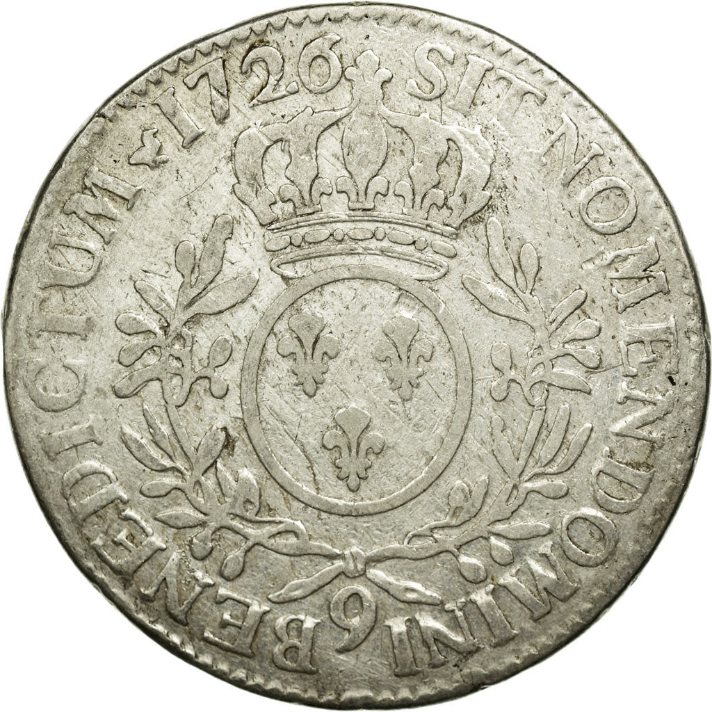 Coin, France, Louis XV, Écu aux branches d'olivier, Ecu, 1726, Rennes