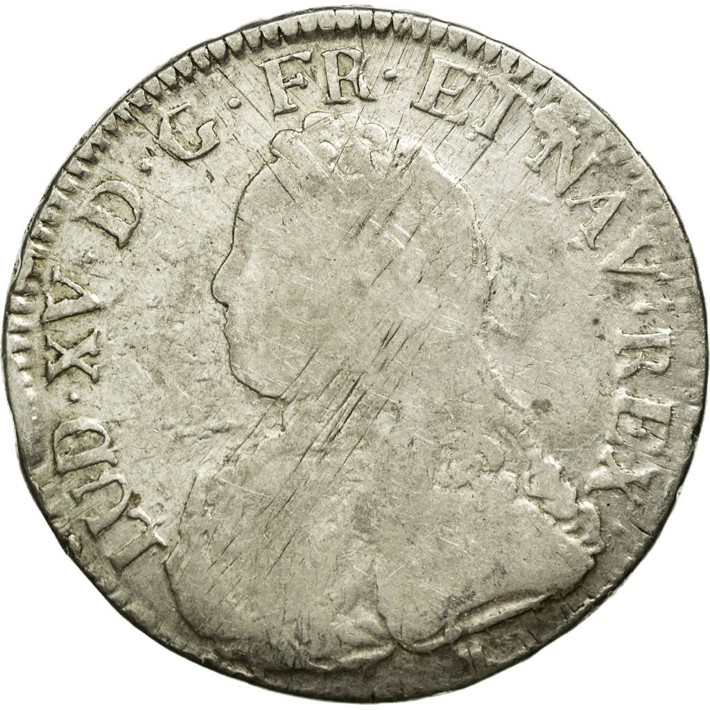 Monnaie, France, Louis XV, Écu aux branches d'olivier, Ecu, 1734, Rennes, B+