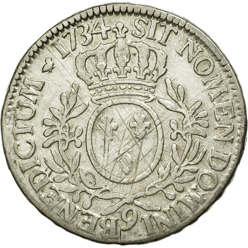 Monnaie, France, Louis XV, Écu aux branches d'olivier, Ecu, 1734, Rennes, B+