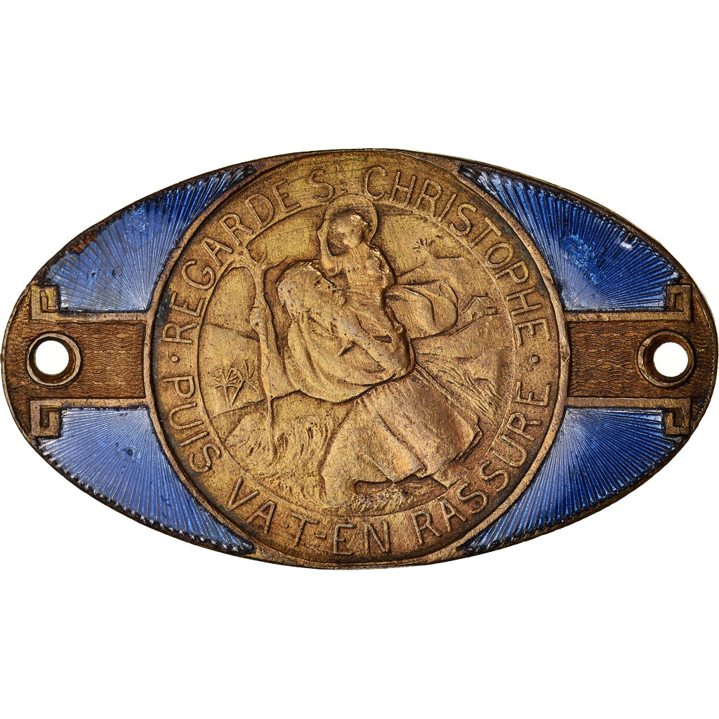 Frankreich, Medaille, Plaque Auto Saint Christophe, Emaillée, SS, Bronze
