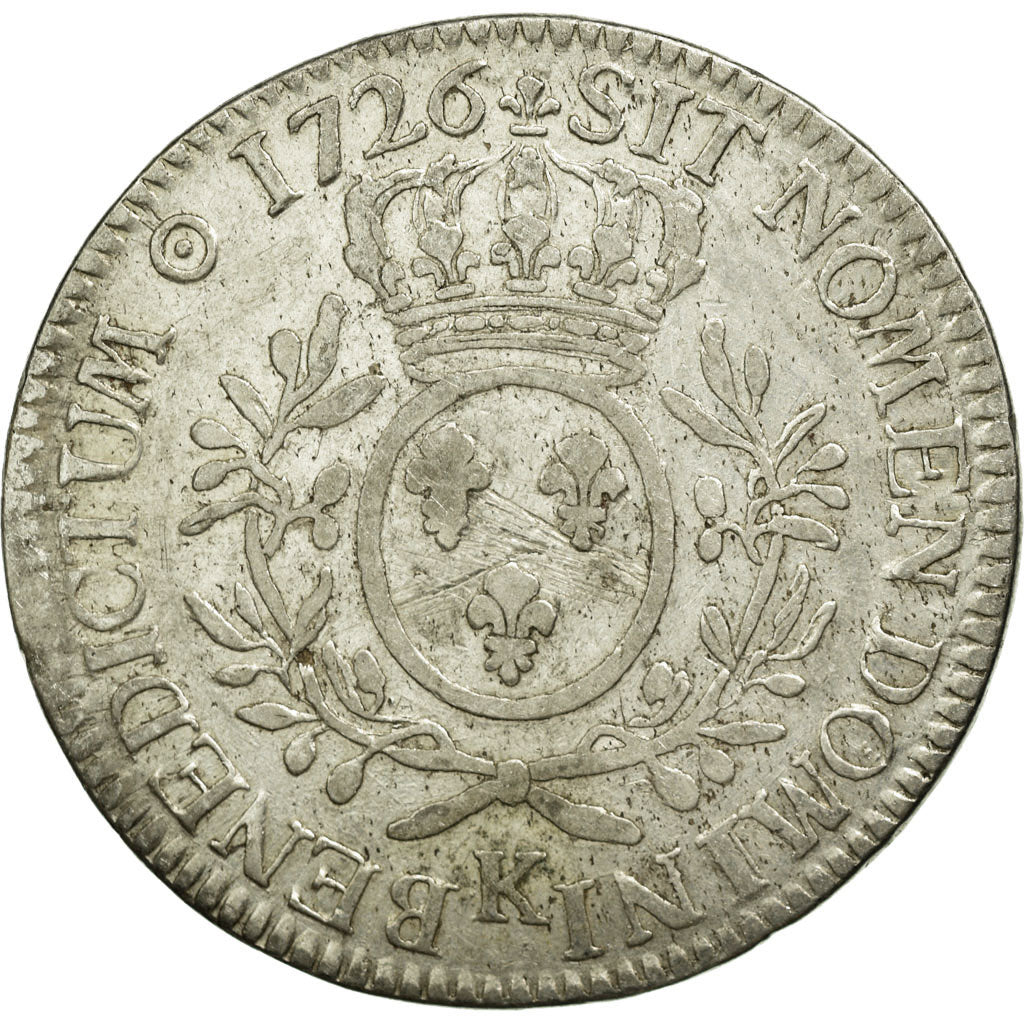 Coin, France, Louis XV, Écu aux branches d'olivier, Ecu, 1726, Bordeaux