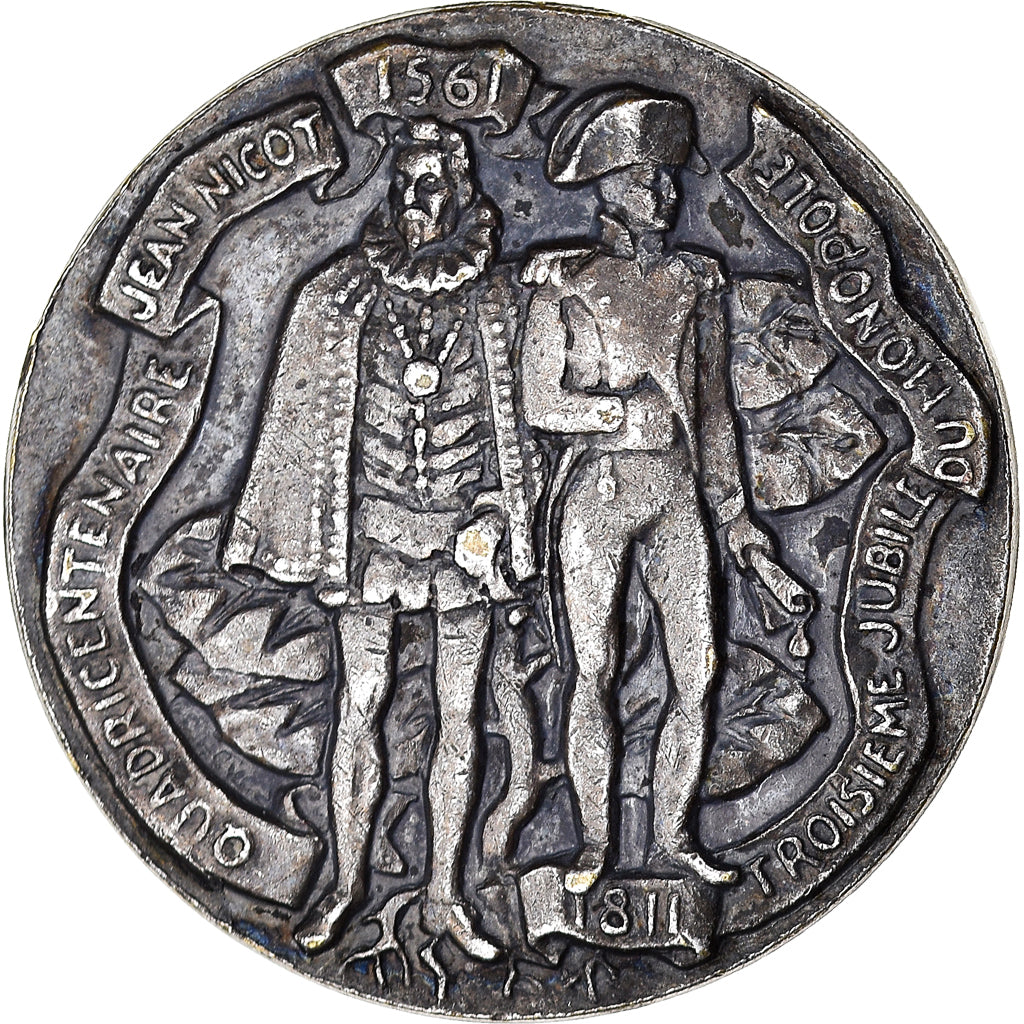 France, Medal, Broche, Jean Nicot, Quadricentenaire, History, 1961, EF(40-45)