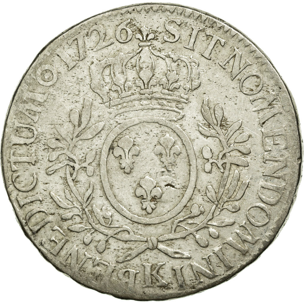 Coin, France, Louis XV, Écu aux branches d'olivier, Ecu, 1726, Bordeaux