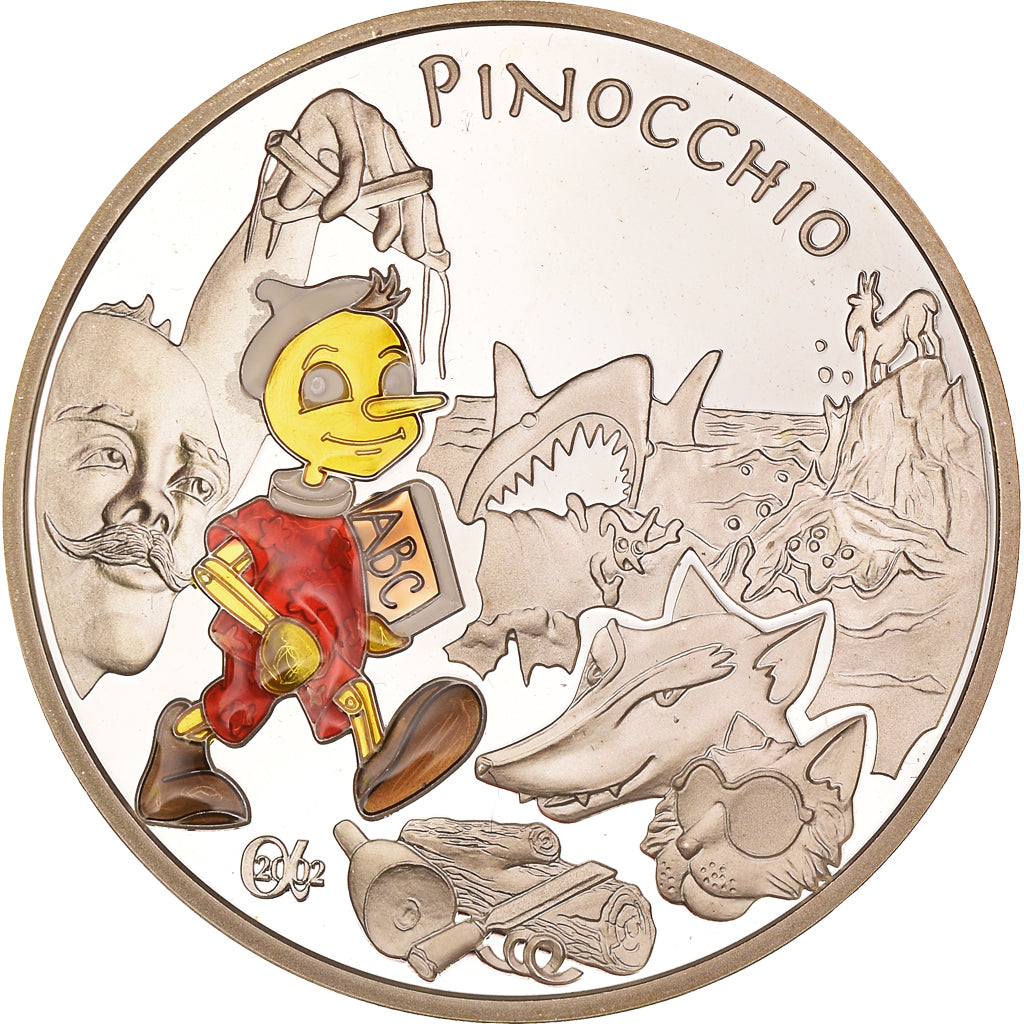 Francia, 1-1/2 Euro, Pinocchio, 2002, Proof, FDC, Argento, KM:1842