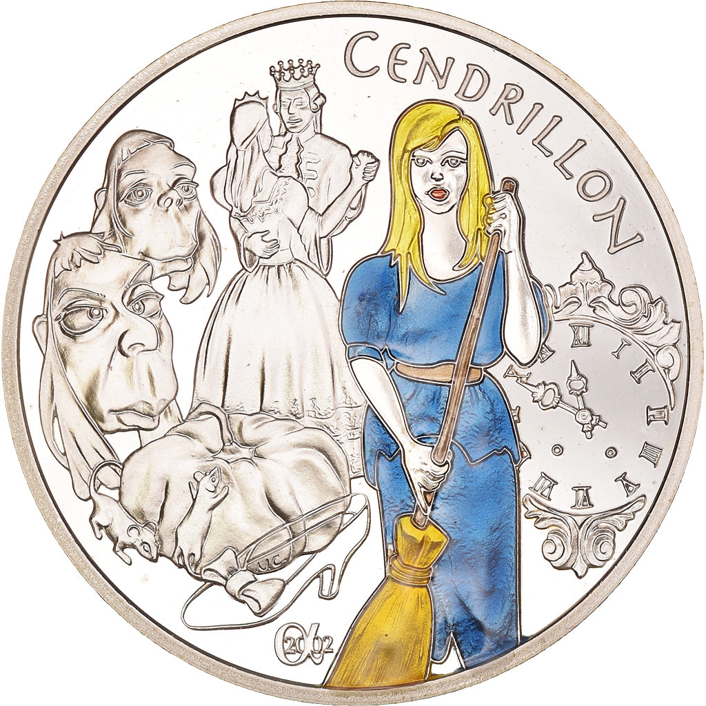 France, 1-1/2 Euro, Cinderella, Cendrillon, 2002, Proof, MS(65-70), Silver