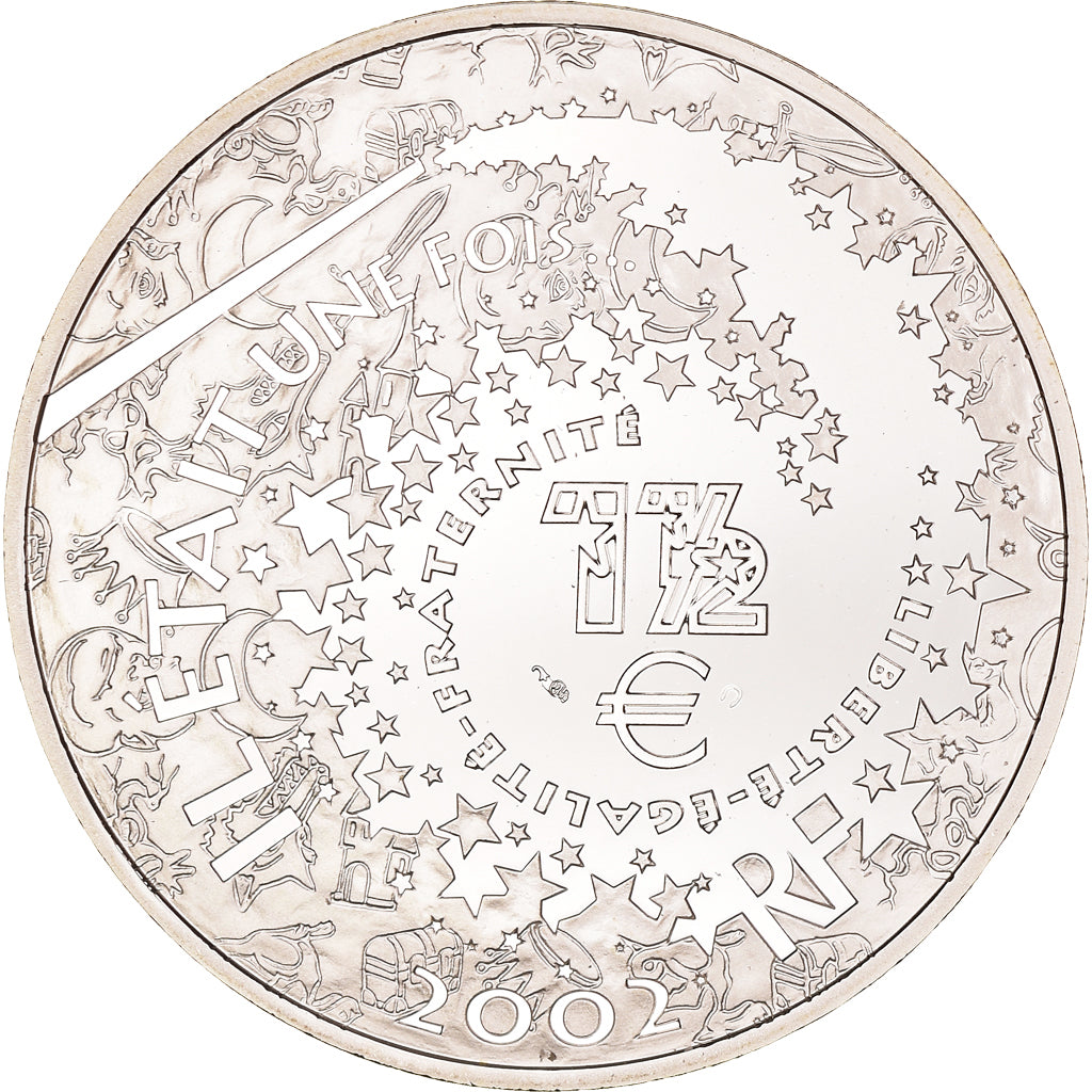 France, 1-1/2 Euro, Cinderella, Cendrillon, 2002, Proof, MS(65-70), Silver