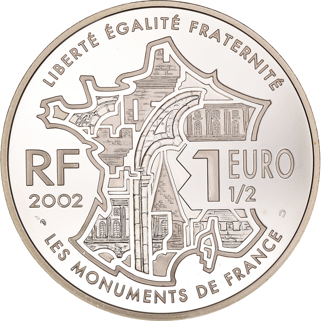Francia, Monnaie de Paris, 1,5 Euro, Mont Saint-Michel, 2002, Proof, FDC, Plata