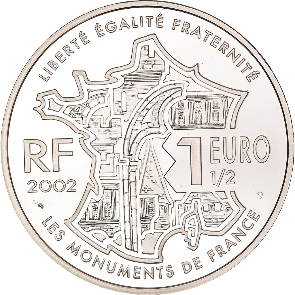 Francja, 1-1/2 Euro, Montmartre, 2002, Paris, Proof / BE, MS(65-70), Srebro