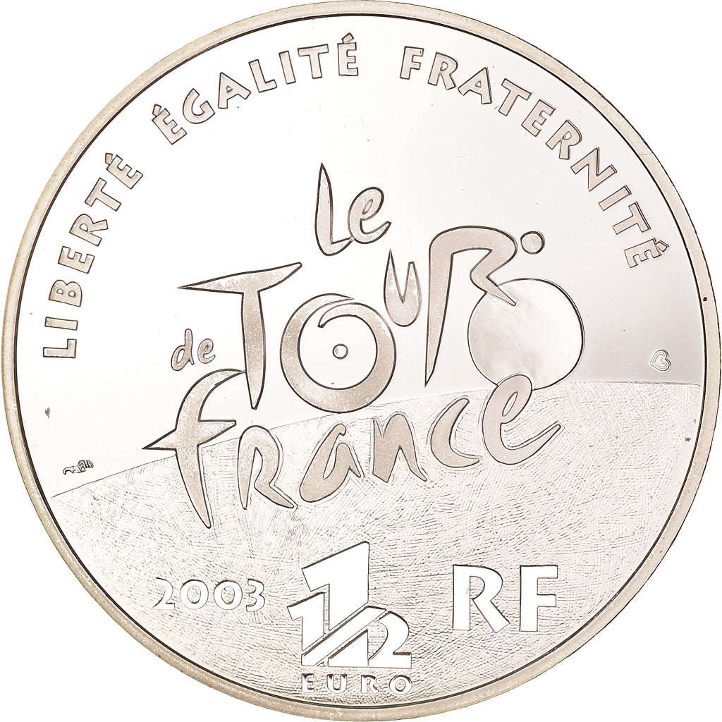 France, 1-1/2 Euro, Time Trial, 2003, Paris, Proof, MS(65-70), Silver, KM:1325