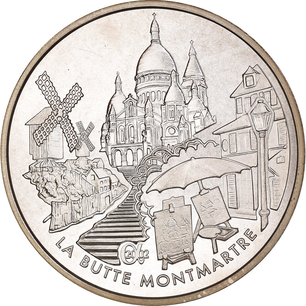 France, 1-1/2 Euro, Montmartre, 2002, Paris, Proof / BE, MS(65-70), Silver