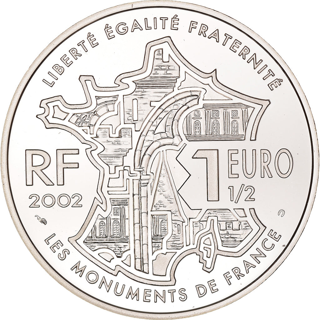 France, 1-1/2 Euro, Montmartre, 2002, Paris, Proof / BE, MS(65-70), Silver
