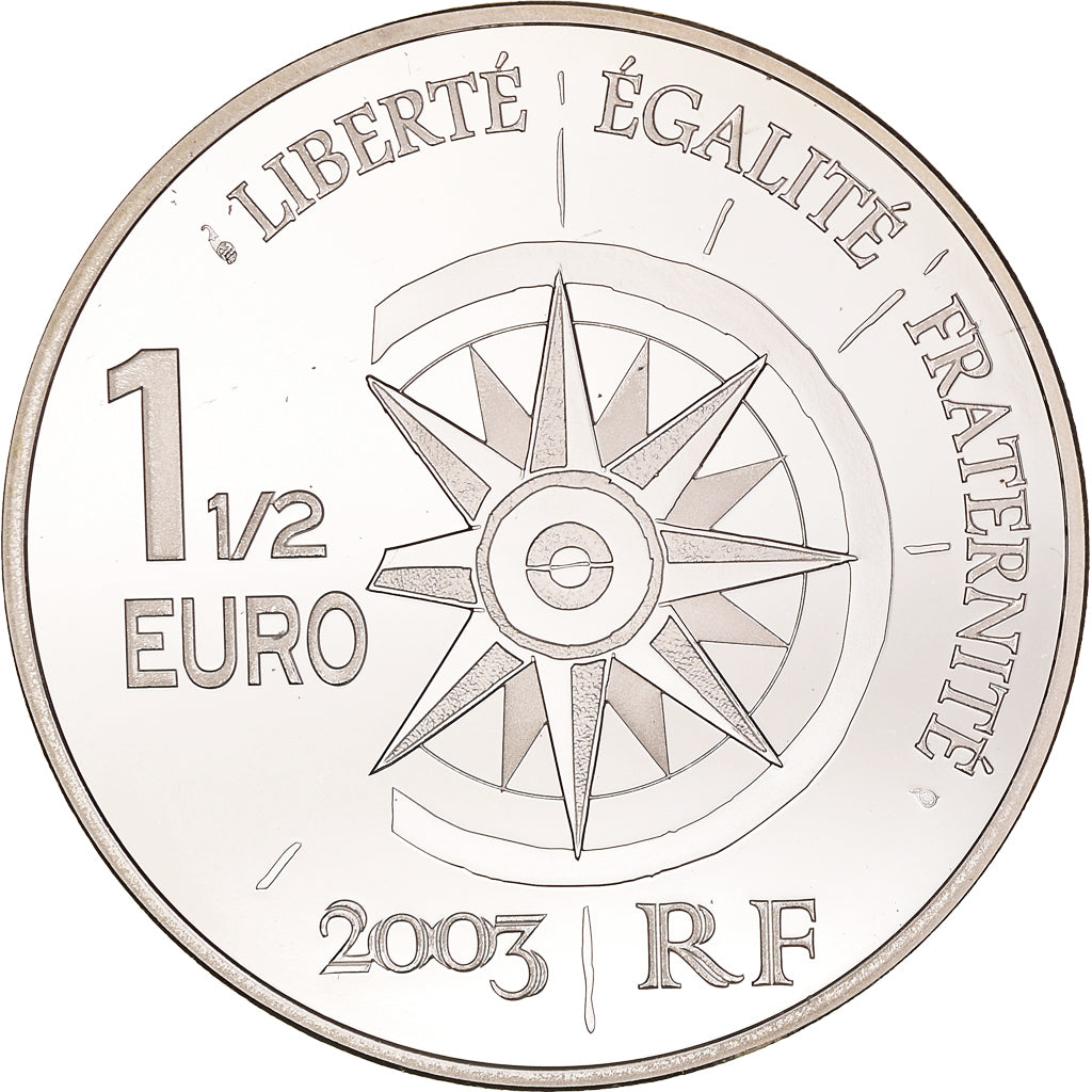 France, 1-1/2 Euro, Vol Paris-Tokyo, 2003, Paris, BE, MS(65-70), Silver