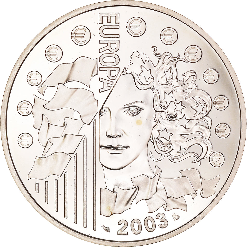 France, Europa, 1-1/2 Euro, 2003, Paris, BE, MS(65-70), Silver, Gadoury:EU44