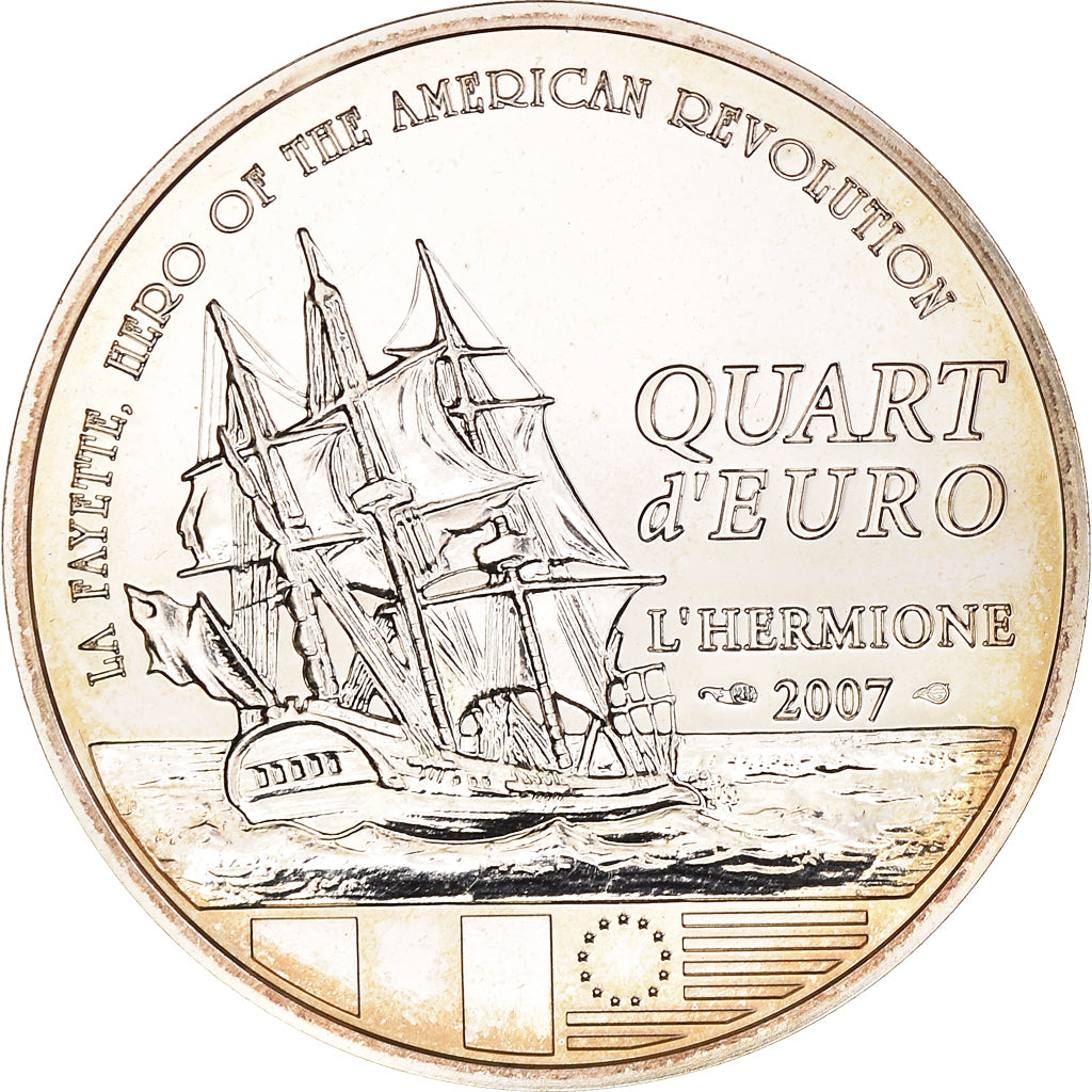 France, Lafayette, 1/4 Euro, 2007, Paris, MS(65-70), Silver, KM:1419