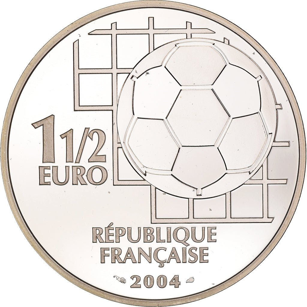 France, 1-1/2 Euro, Centenaire de la Fifa, 2004, Paris, BE, MS(65-70), Silver