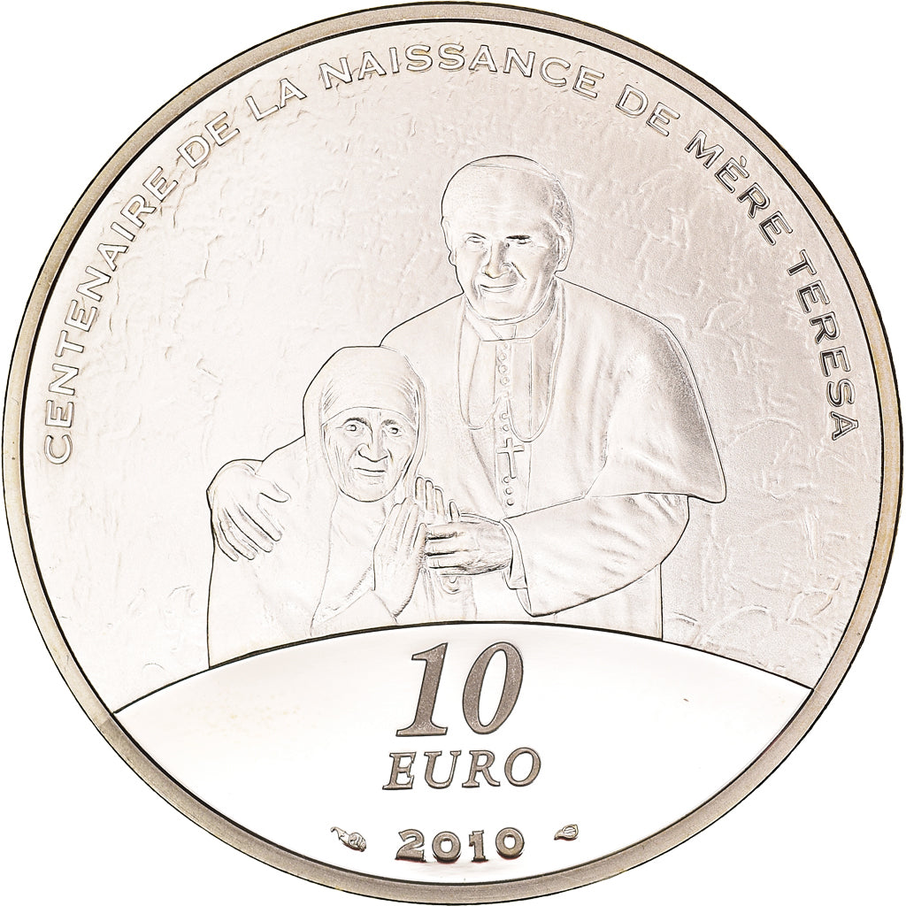 France, Monnaie de Paris, 10 Euro, Mère Thérésa, 2010, Paris, Proof / BE
