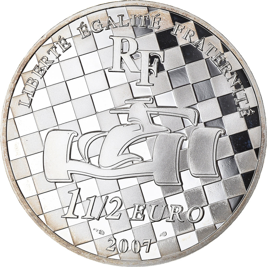 France, 1 1/2 Euro, Renault F1 Team, 2009, Paris, Proof, MS(65-70), Silver