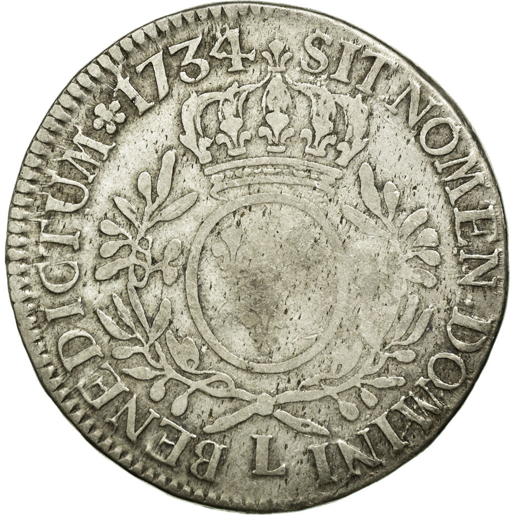 Coin, France, Louis XV, Écu aux branches d'olivier, Ecu, 1734, Bayonne
