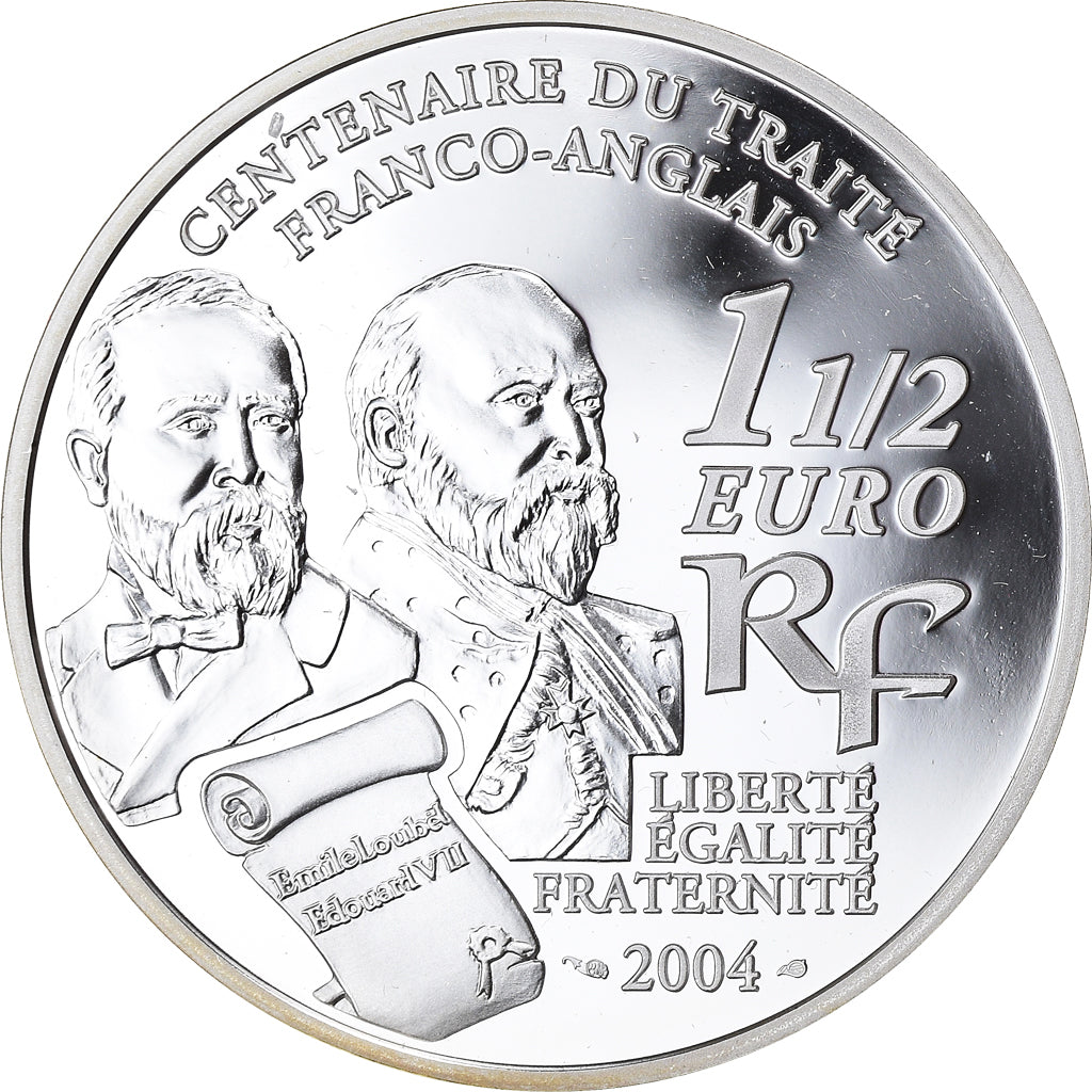 França, 1-1/2 Euro, Entente Cordiale, Le siècle, 2004, Paris, BE, MS(65-70)