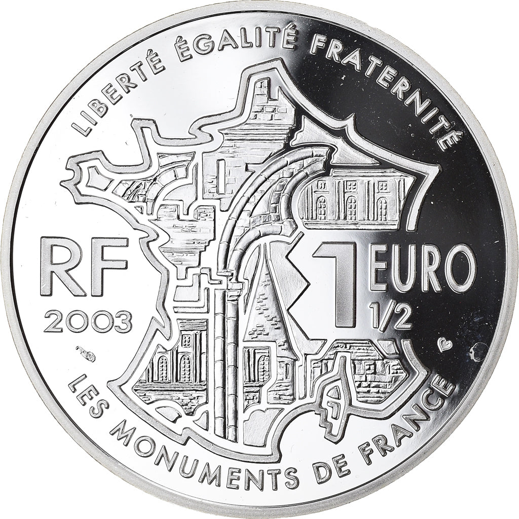 France, 1-1/2 Euro, Chateau Chambord, 2003, Paris, BE, MS(65-70), Silver