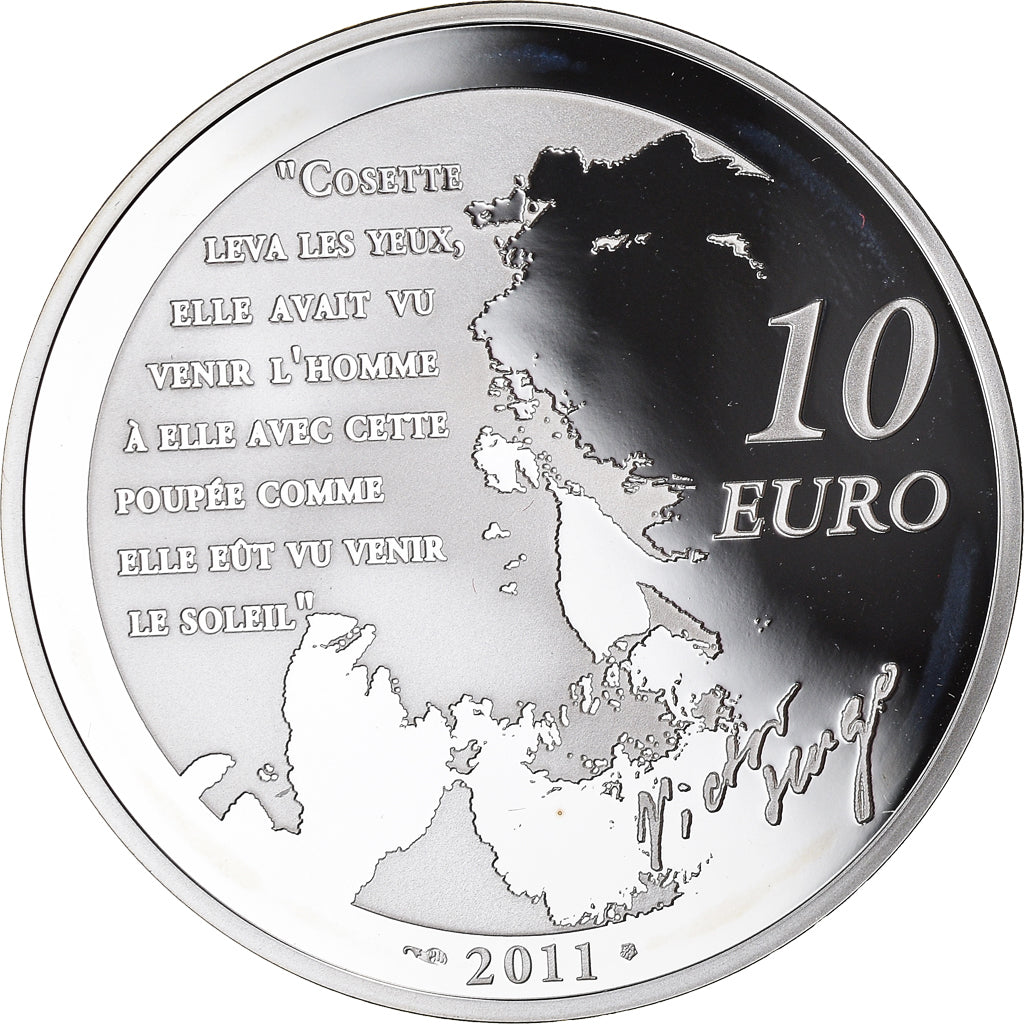 France, 10 Euro, Cosette, 2011, Paris, BE, FDC, Argent, KM:1827