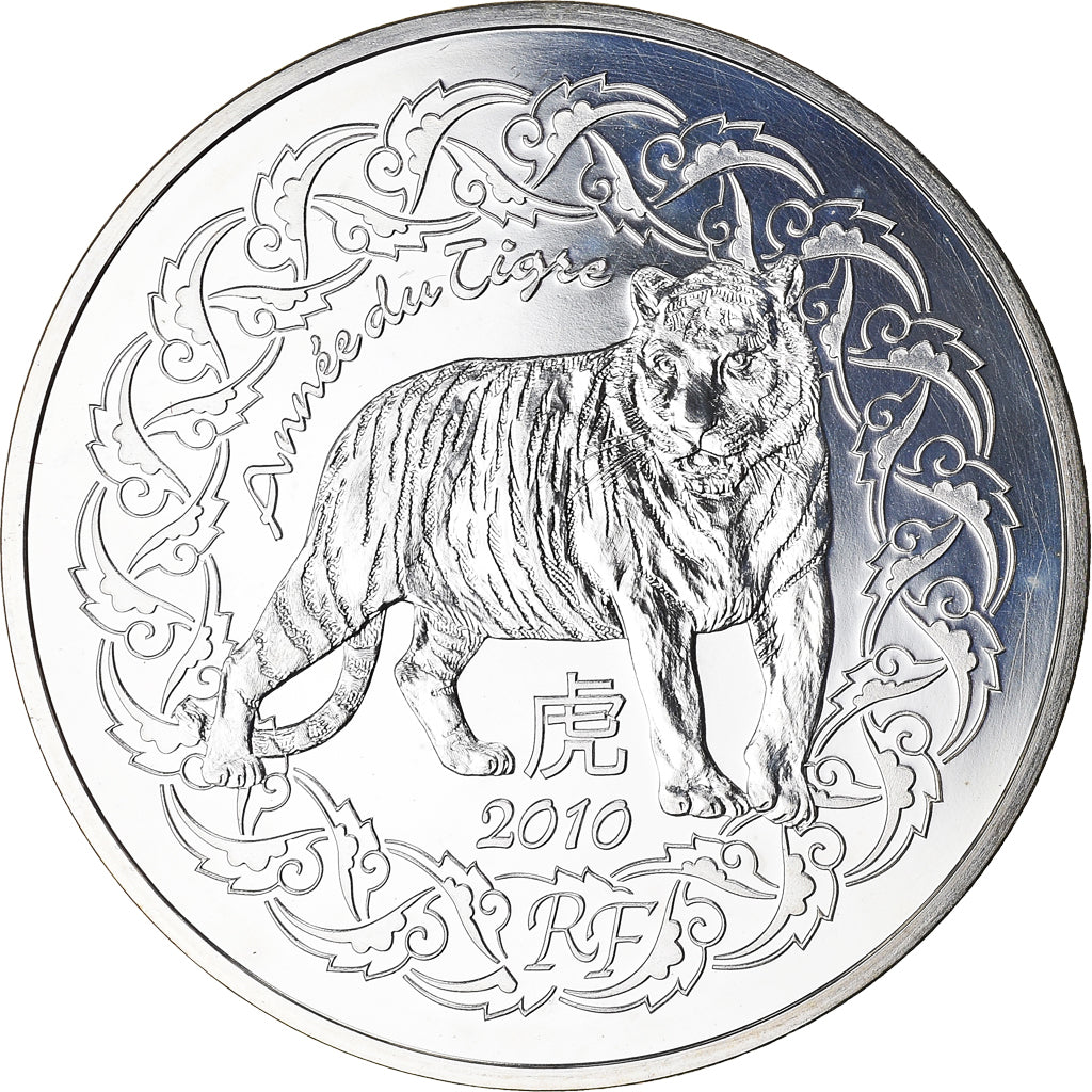 France, Année du Tigre, 5 Euros, 2010, Paris, MS(65-70), Silver, KM:1715