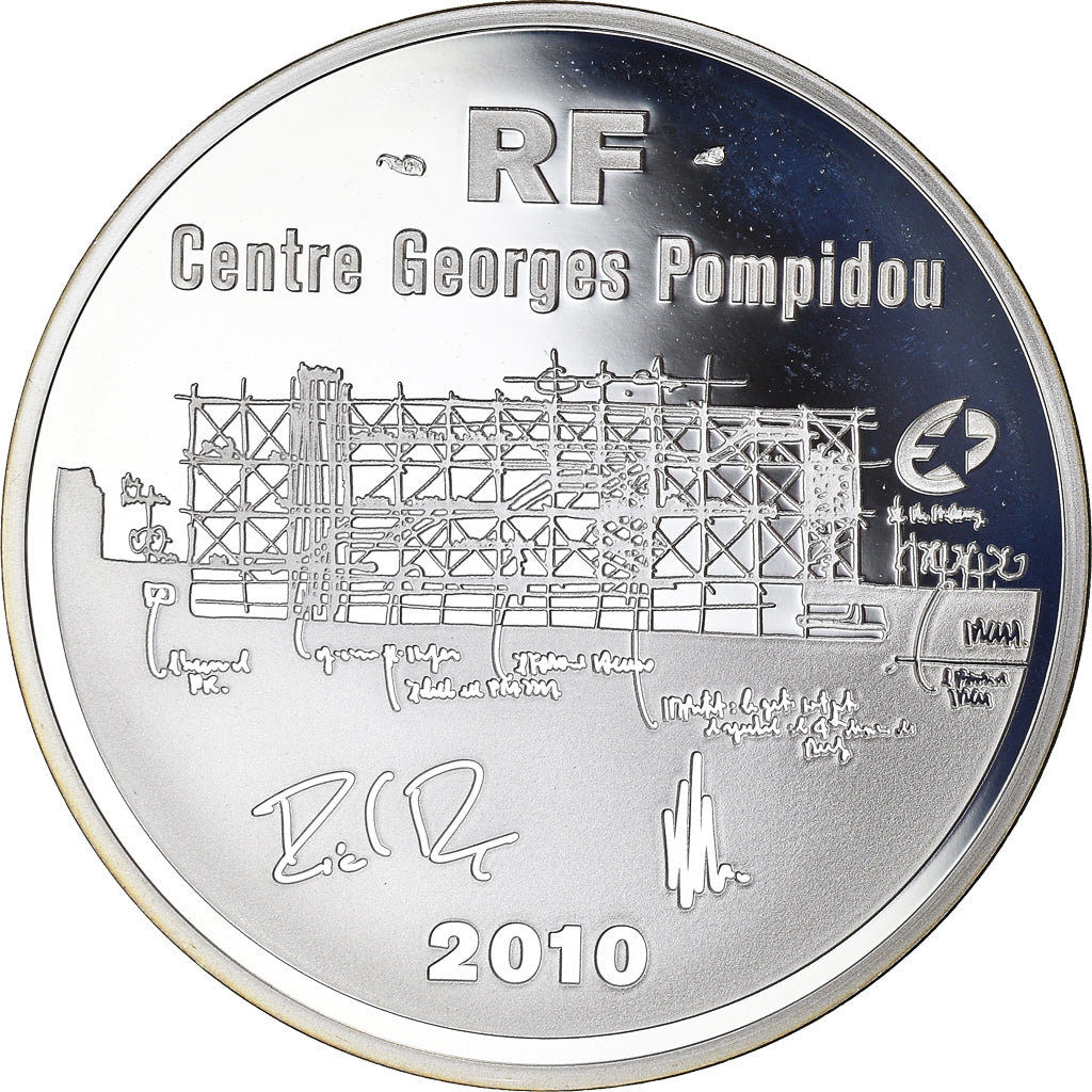France, Monnaie de Paris, 10 Euro, Centre Pompidou, 2010, Paris, Proof / BE