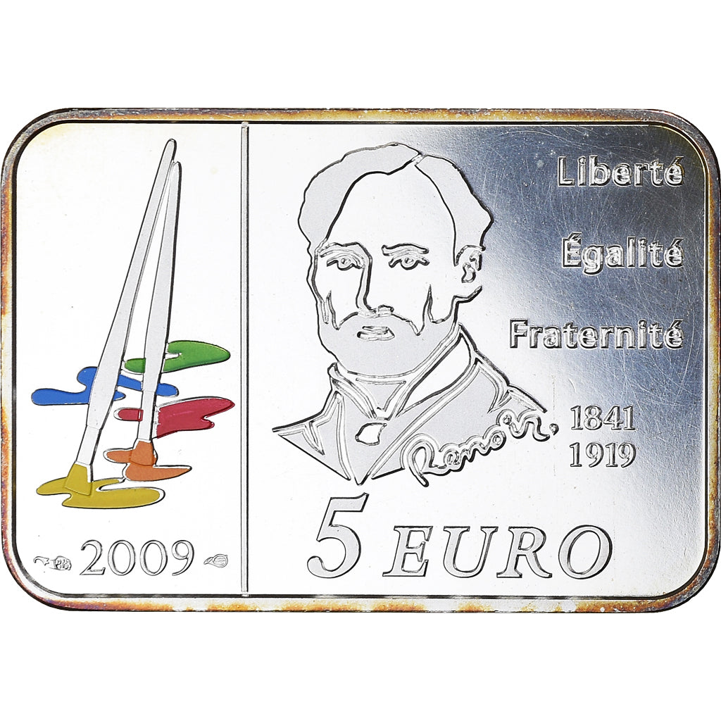 France, 5 Euro, Auguste Renoir, 2009, Paris, MS(65-70), Silver, KM:1643