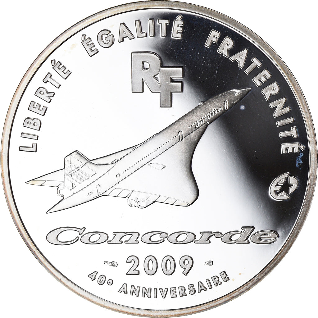 França, Concorde, 10 Euro, 2009, Paris, BE, MS(65-70), Prata, Gadoury:EU363