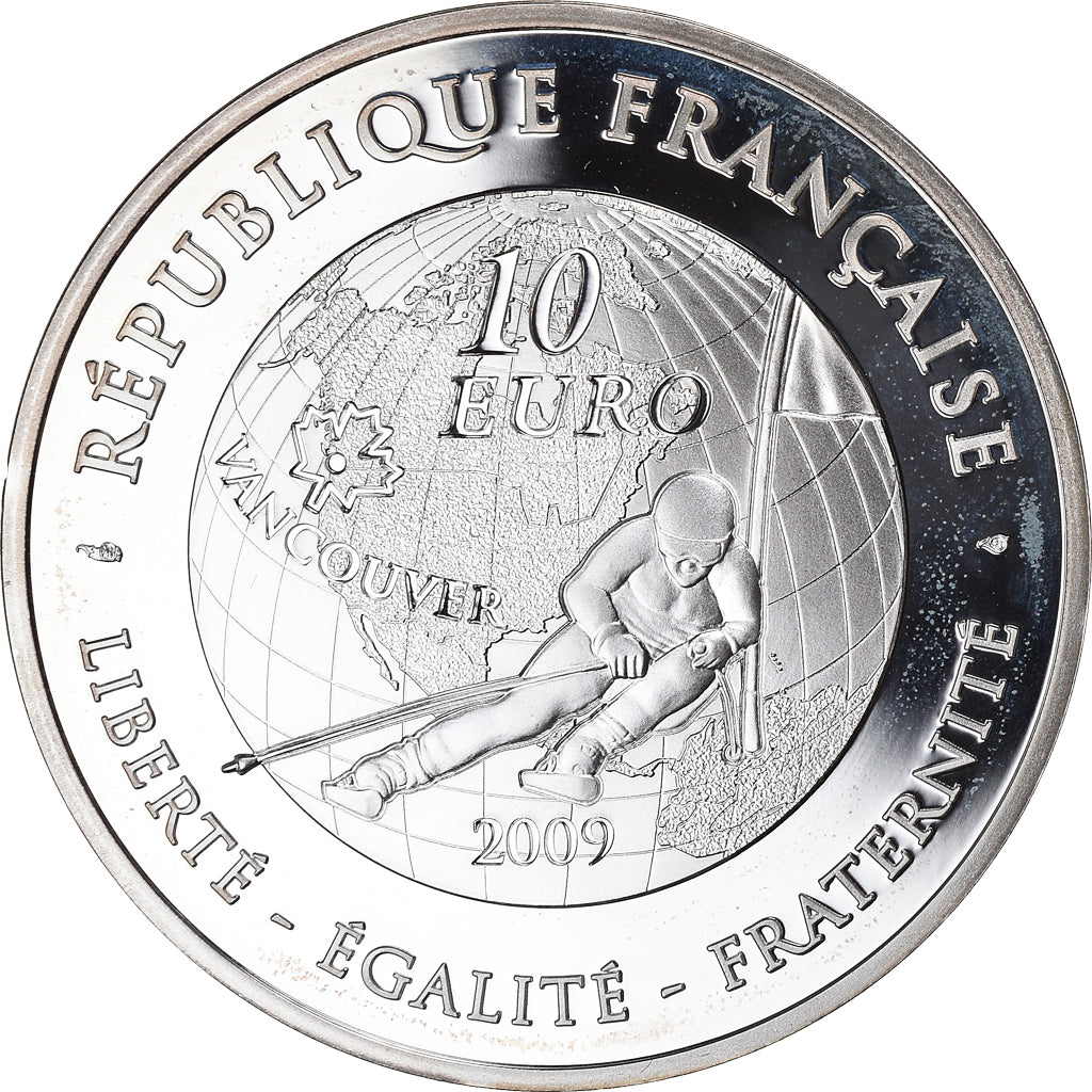 France, Alpine skiing, 10 Euro, 2009, MS(65-70), Silver, Gadoury:EU384, KM:1634