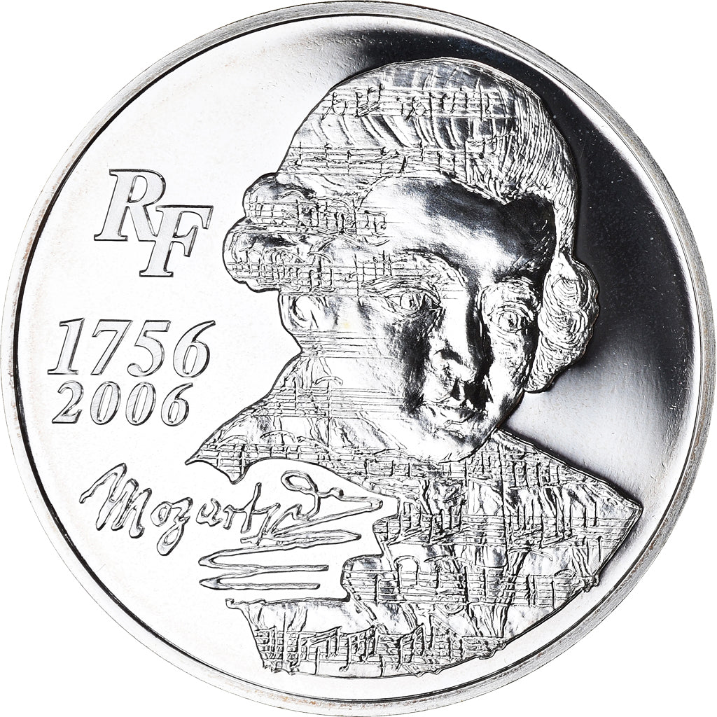 France, 1/4 Euro, Mozart, 2006, Paris, BU, MS(65-70), Silver, KM:2061