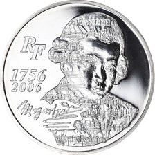 France, 1/4 Euro, Mozart, 2006, Paris, BU, MS(65-70), Silver, KM:2061