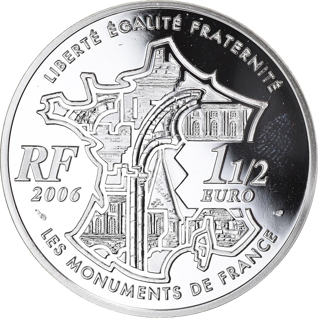 France, 1-1/2 Euro, Dôme des Invalides, 2006, Paris, BE, MS(65-70), Silver