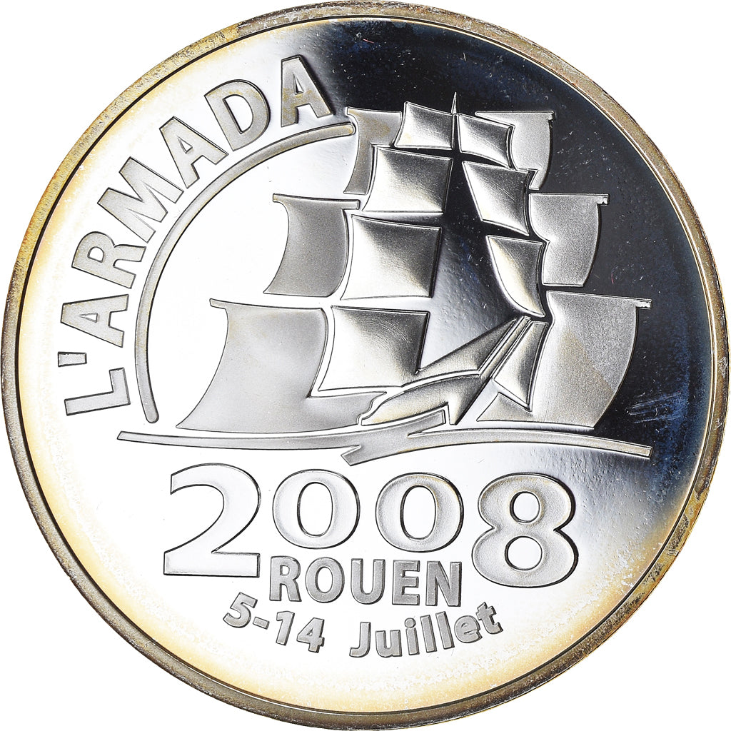 France, 1-1/2 Euro, Grand Armada de Rouen, 2008, Paris, MS(65-70), Silver