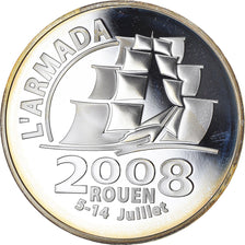 France, 1-1/2 Euro, Grand Armada de Rouen, 2008, Paris, MS(65-70), Silver