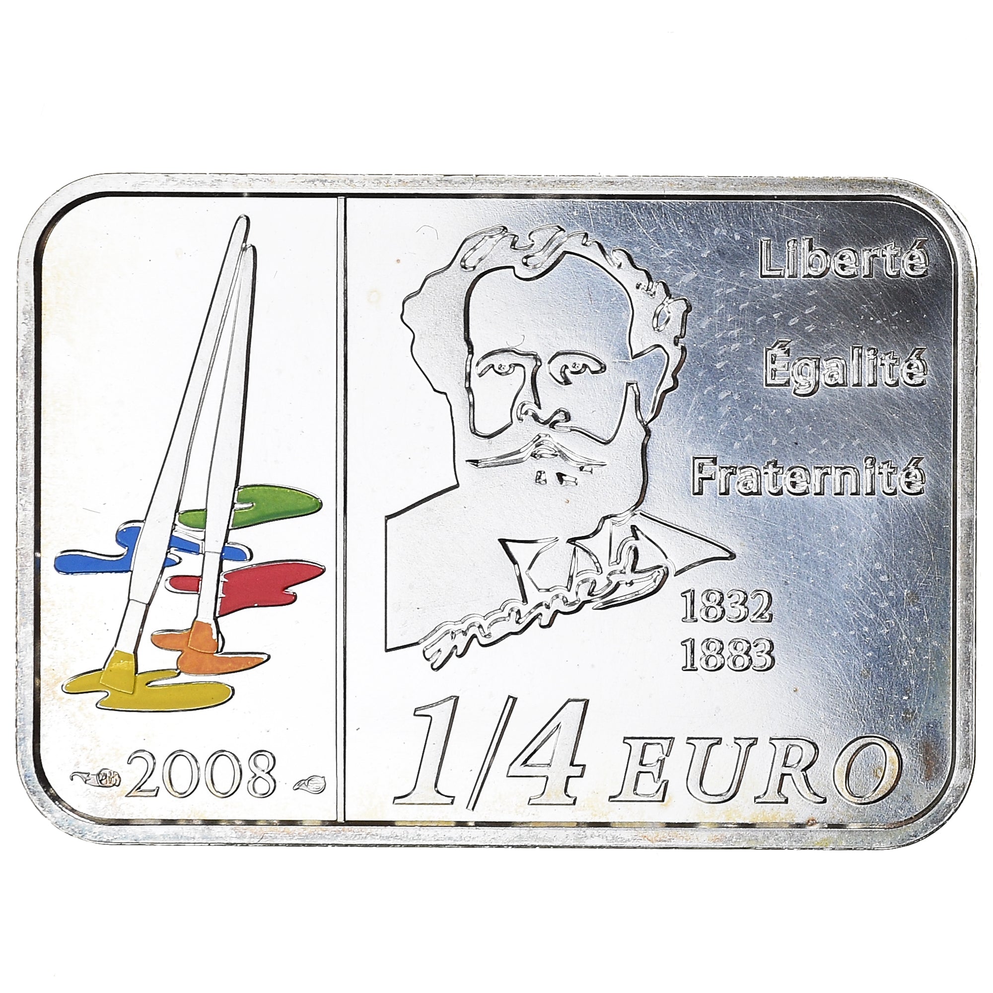 France, Monnaie de Paris, 1/4 Euro, Edouard Manet, 2008, Paris, Proof, FDC