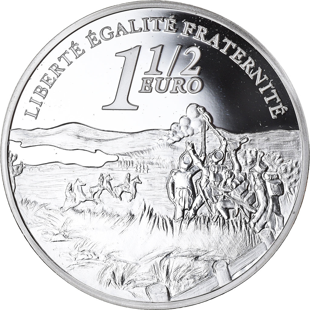 France, 1-1/2 Euro, Battle of Austerlitz, 2005, Paris, Proof, FDC, Argent