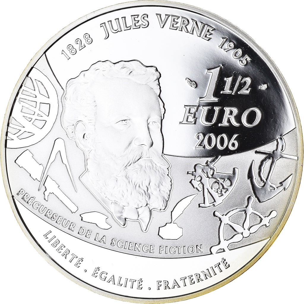 Francja, 1-1/2 Euro, Voyage au Centre de la Terre, Jules Verne, 2006, Paris