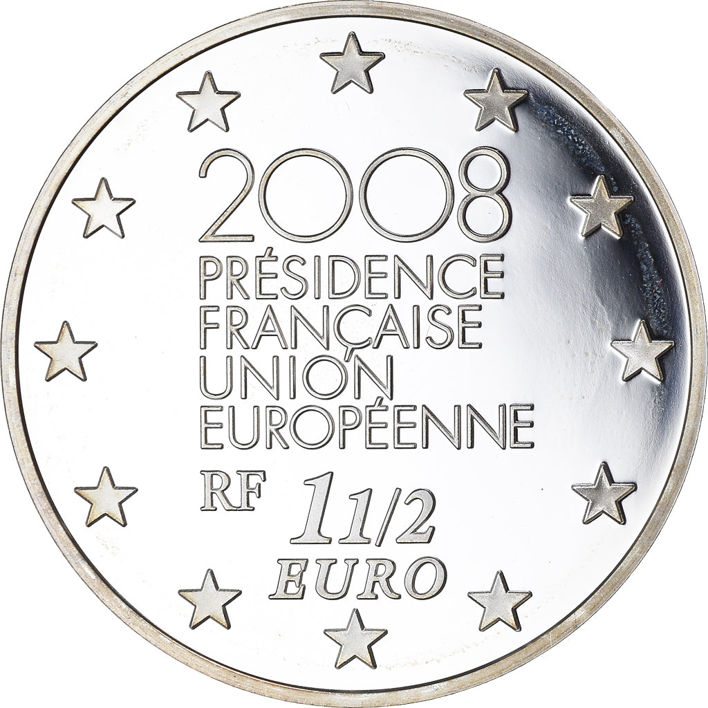 France, Europa, 1-1/2 Euro, 2008, Paris, BE, MS(65-70), Silver, Gadoury:EU300