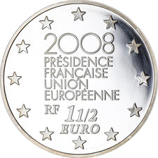 France, Europa, 1-1/2 Euro, 2008, Paris, BE, MS(65-70), Silver, Gadoury:EU300