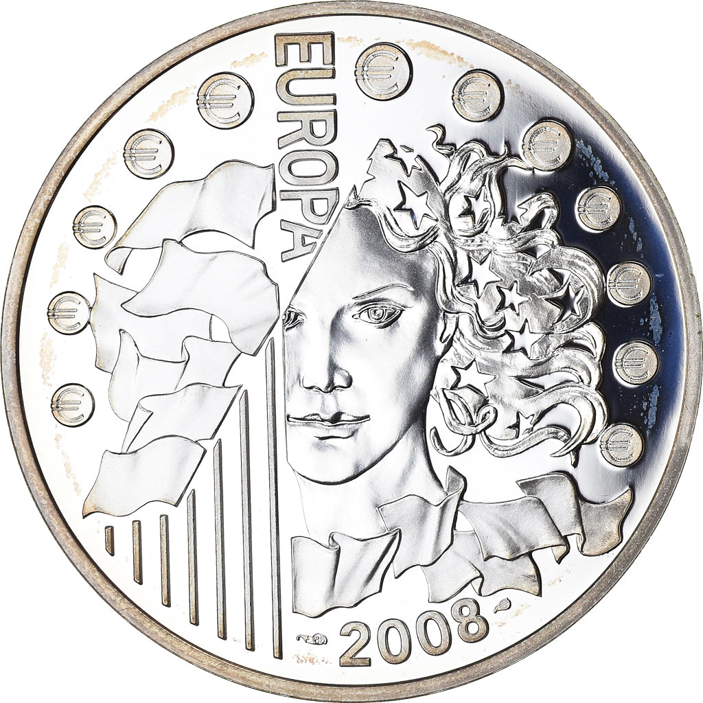 France, Europa, 1-1/2 Euro, 2008, Paris, BE, MS(65-70), Silver, Gadoury:EU300