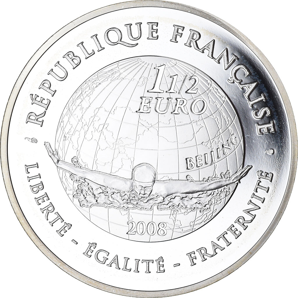 França, Monnaie de Paris, 1-1/2 Euro, Olympic Games in Beijing, Swimming, 2008