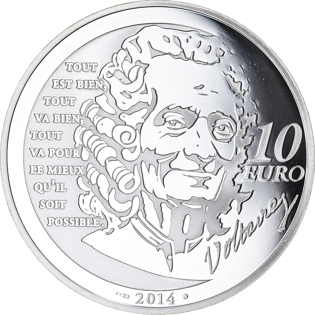 Francia, Monnaie de Paris, 10 Euro, Candide, 2014, Paris, BE, FDC, Argento