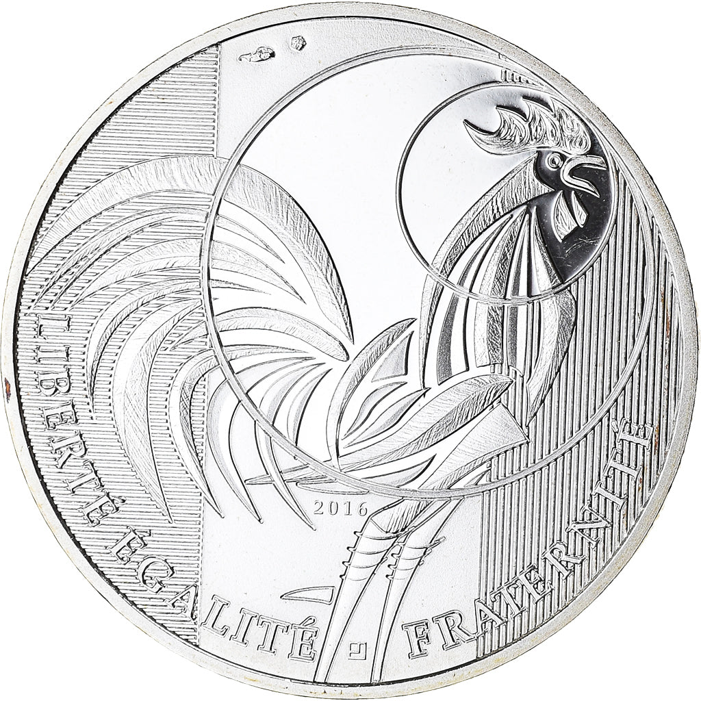 França, Monnaie de Paris, 10 Euro, Coq, 2016, Paris, BE, MS(65-70), Prata