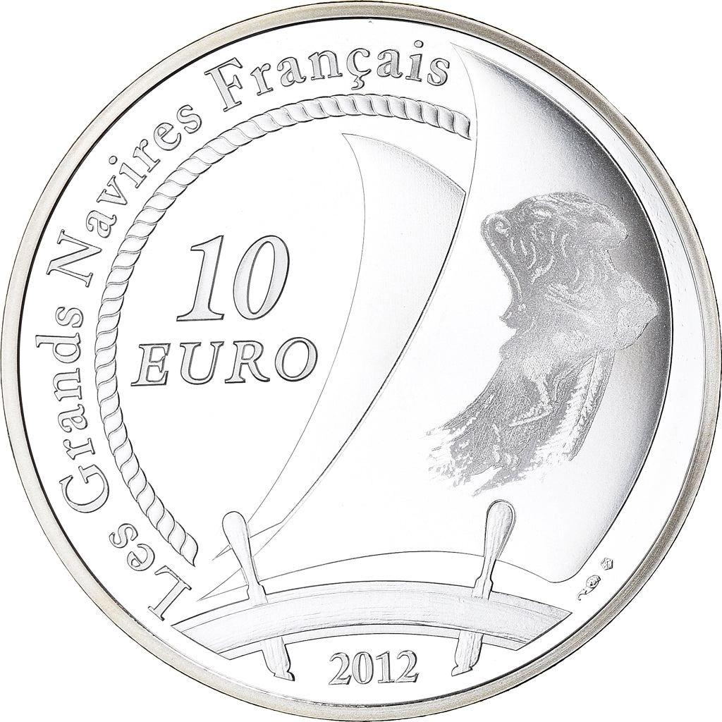 France, Monnaie de Paris, 10 Euro, L'Hermione, 2012, Paris, Proof, MS(65-70)