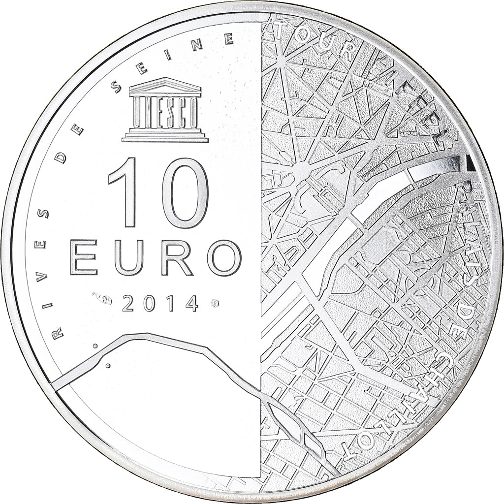 Frankreich, 10 Euro, UNESCO, Rives de Seine, 2014, Paris, Proof, STGL, Silber
