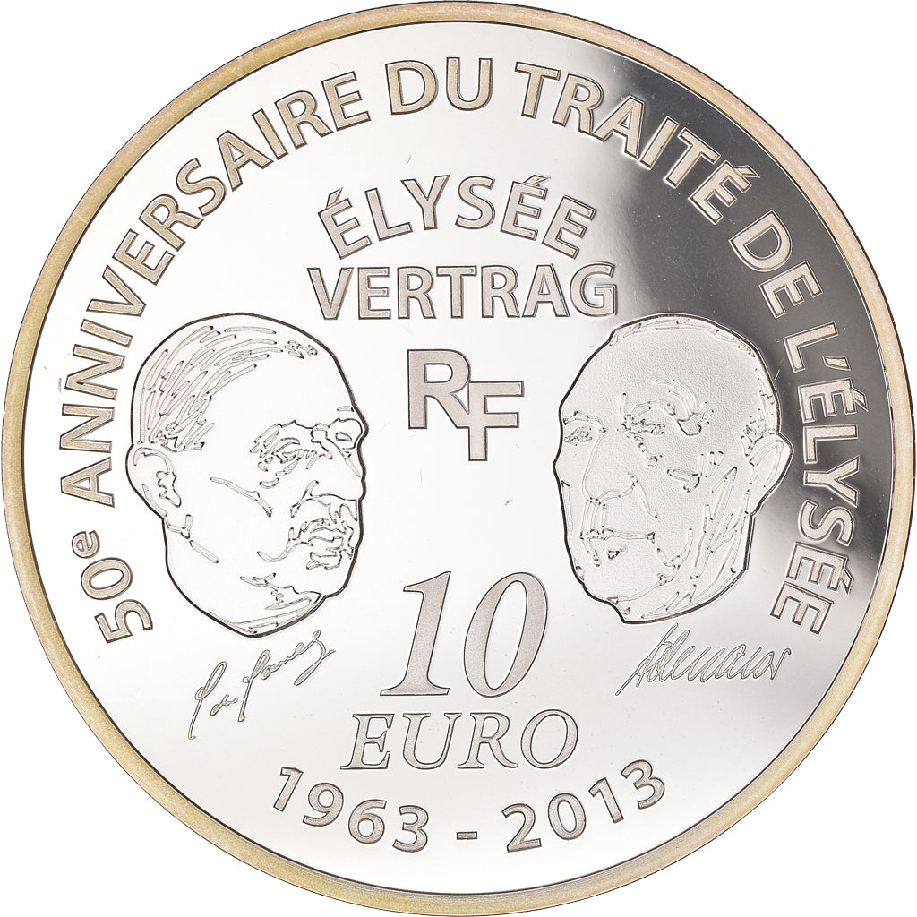 France, Monnaie de Paris, 10 Euro, Traité de l'Elysée, 2013, Paris, FDC