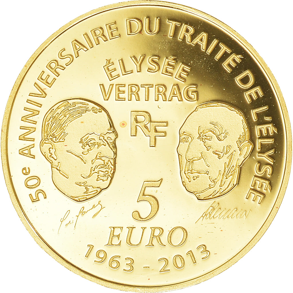 Francja, 5 Euro, Europa, Traité de l'Elysée, 2013, Paris, BE, MS(65-70)