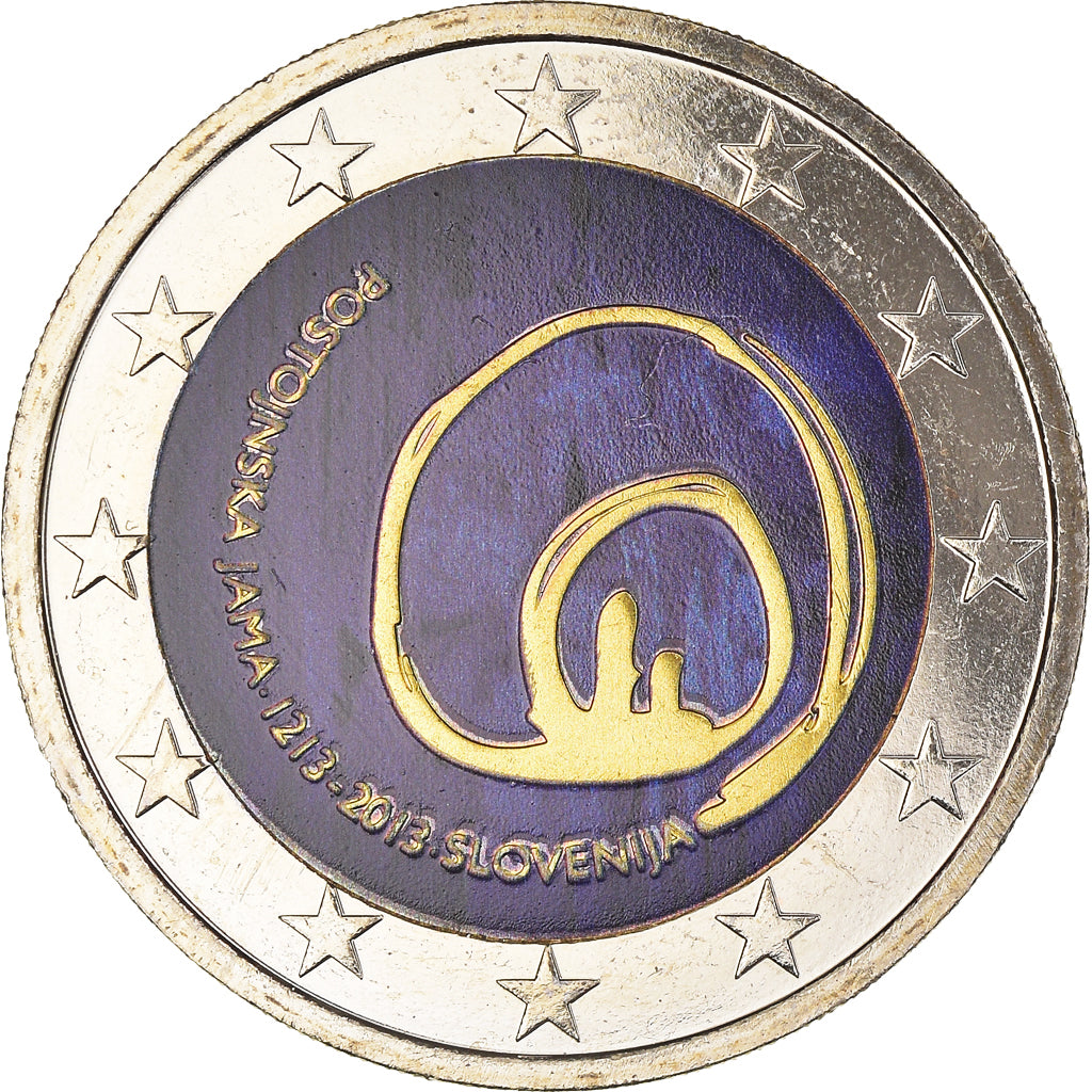 Slovenia, 2 Euro, Postojinska Jama, 2013, Colourized, MS(64), Bi-Metallic