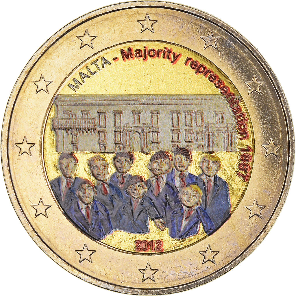 Malta, 2 Euro, 2012, Colourized, MS(64), Bi-Metallic, KM:145